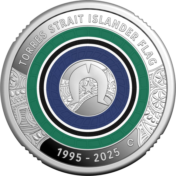 2025 $2 30th Anniversary of The Torres Strait Islander Flag 'C' Mintmark Coloured Silver Proof Coin