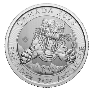 2023 Canada $10 Ice Age Smilodon Sabre-Tooth Cat Silver Coin