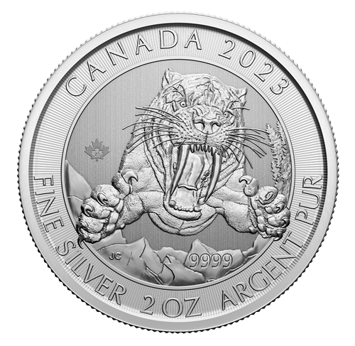 2023 Canada $10 Ice Age Smilodon Sabre-Tooth Cat Silver Coin