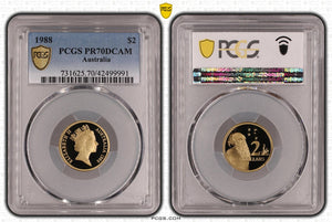1988 Australian $2 Proof Coin PR70DCAM
