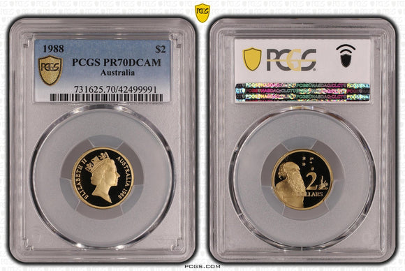 1988 Australian $2 Proof Coin PR70DCAM