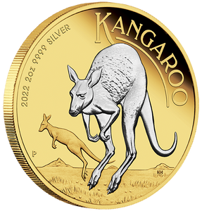 2022 2oz Silver Reverse Gilded Kangaroo