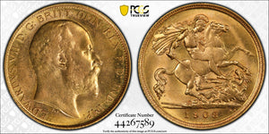 1908 Melbourne Mint Half Sovereign AU58
