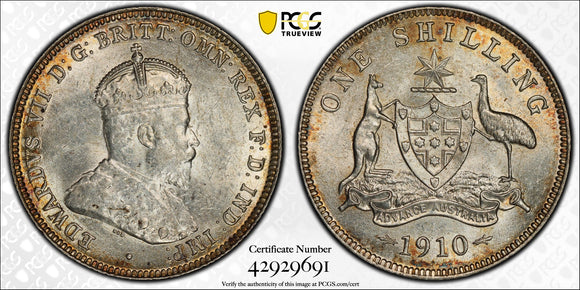 1910 Australia Shilling PCGS MS62