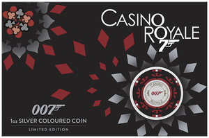 2023 James Bond Casino Royale Casino Chip 1oz Silver Coloured Perth Mint Coin in Card