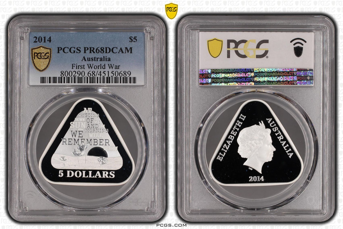 2014 First World War $5 Silver Proof Triangular Coin PR68DCAM ...