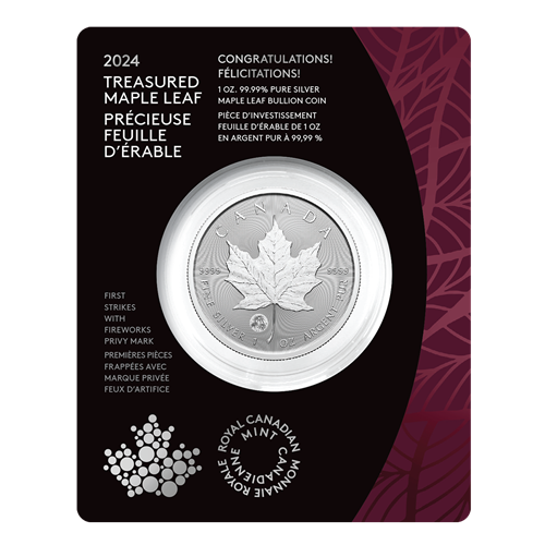 2024 1oz Silver Coin – Treasured Silver Maple Leaf First Strikes: Congratulations Privy Mark