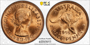 1959m Australian Halfpenny Coin MS64RD
