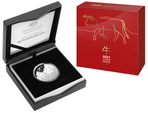 2021 Lunar Year of the Ox $5 Fine Silver Proof Domed Coin