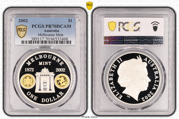 2002 $1 Australian Melbourne Mint 1oz Silver Proof Coin PR70DCAM