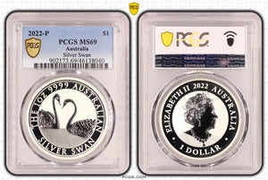 2022 $1 Swan 1oz Silver Coin MS69