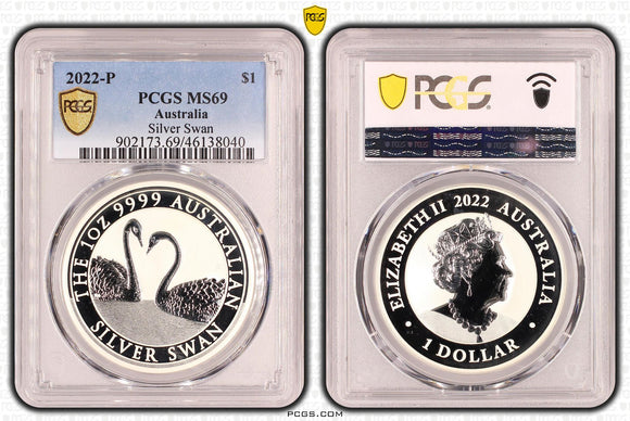 2022 $1 Swan 1oz Silver Coin MS69