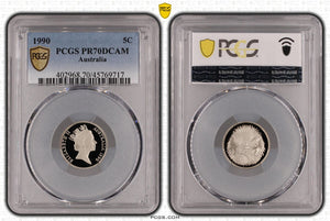 1990 5c Australian Proof Coin PR70DCAM #9717