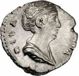 Rome Faustina I, Silver Denarius 141AD aEF