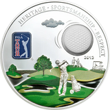 2012 $5 PGA Tour Golf Ball Silver Proof Coin with Compound Marble Insert
