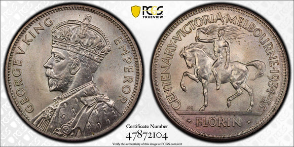 1934/35 Melbourne/Victoria Centenary Florin MS66