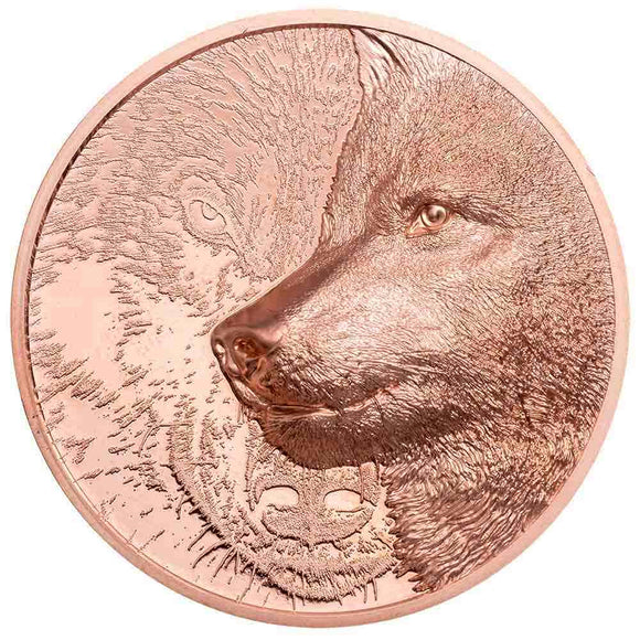 2021 Mystic Wolf 250T 50g Copper Prooflike Coin