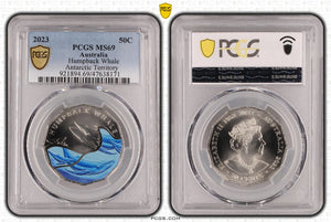 2023 50c Coloured Humpback Whale Coin MS69