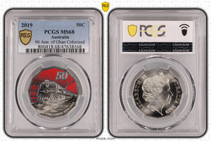 2019 50c The Ghan Celebrating 90 Years Coloured Uncirculated Coin MS68