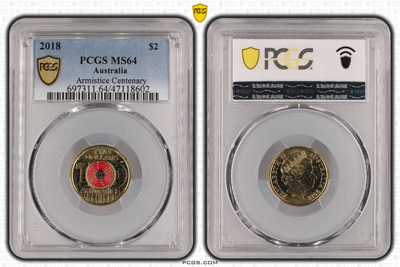 2018 $2 Armistice Centenary MS64