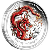 2012 50c Lunar Year of The Dragon 1/2oz Silver Coloured Proof Coin