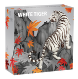 2022 White Tiger 2oz Silver Antiqued Coloured Coin
