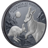 2024 Australia at Night Rock Wallaby $1 1oz Silver Black Proof Coin