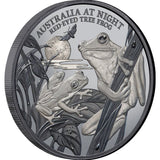 Australia at Night 2024 $1 Red-eyed Tree Frog 1oz Silver Black Proof Coin