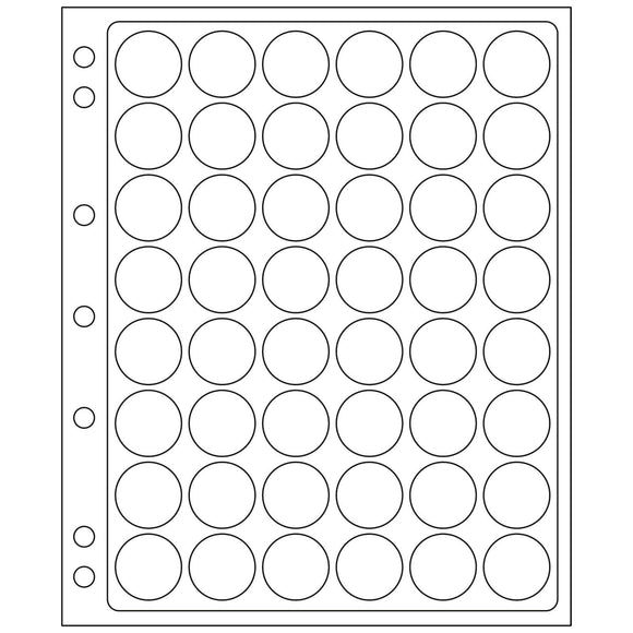 Plastic Sheets ENCAP, clear pockets for 48 coins in capsules with a diameter between 21, 22 and 23mm