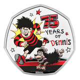 75 Years of Dennis the Menace 2026 UK 50p Silver Proof Colour Coin