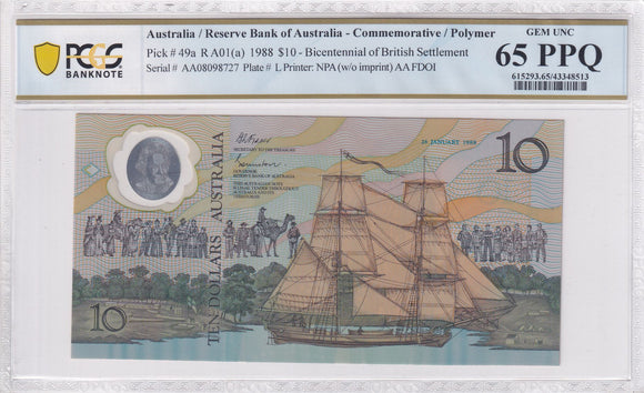 1988 Bicentennial $10 Banknote Gem UNC 65PPQ