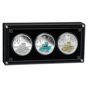 2025 Lunar Year of the Snake $1 1oz Silver Three Coin Set