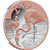 Pink Flamingo 2025 $1 Rose Gold-plated 1oz Silver Proof Coin
