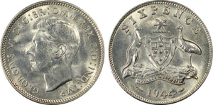 1944S Sixpence MS63