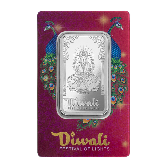 2024 Diwali - Lakshmi & Peacocks 1oz Pure Silver Bar