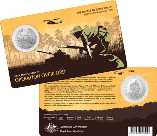 2021 50c Operation Overlord 50th Anniversary of The Battle of Long Khanh Uncirculated Coin