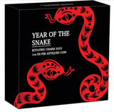 2025 Year Of The Snake Rotating Charm 1oz Silver Antiqued Coin