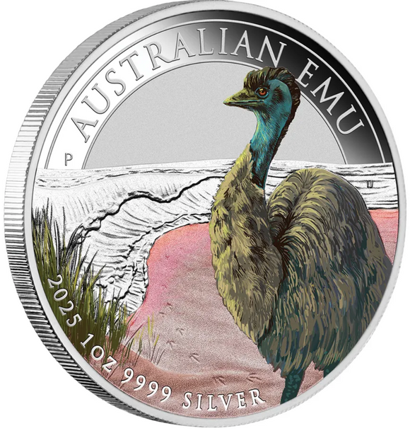 2025 Australian Emu 1oz Silver Coloured Coin