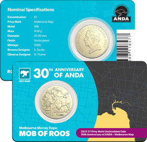 ANDA Melbourne Money Expo 2025 $1 Mob of Roos Coin