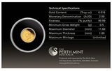 2025 Mini Roo 0.5g Gold Proof Coin In Card