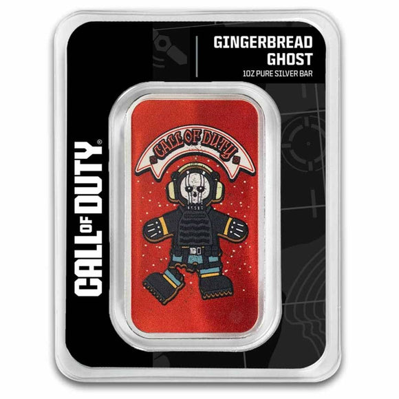 Call of Duty Gingerbread Ghost 1 oz Pure Silver Colorized Bar – PAMP Suisse