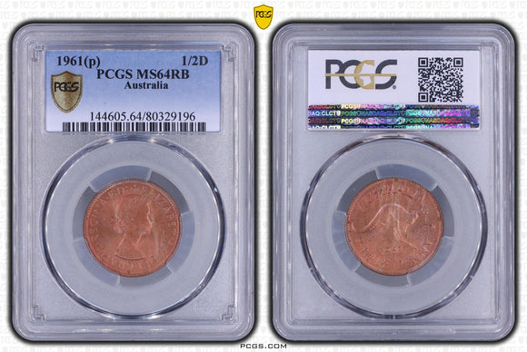 1961p Australian Halfpenny Coin MS64RB