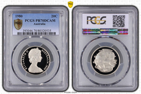 1980 Australian 20c Proof Coin PR70DCAM