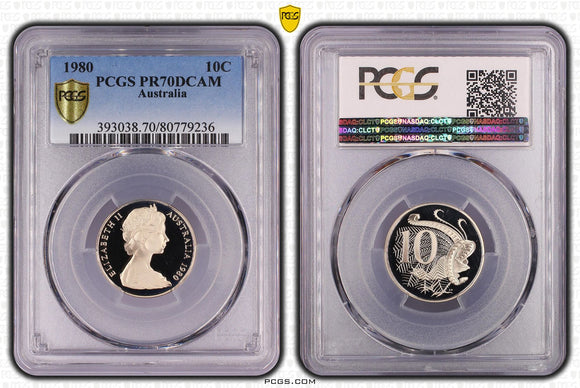 1980 Australian 10c Proof Coin PR70DCAM