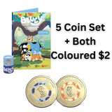 2026 Bluey 5 Coin Tube and Collectable Folder Set with 2x Coloured $2 (7 Coin Set)