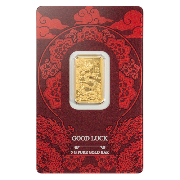 PAMP 5g Pure Gold Bar - Good Luck Yellow Dragon
