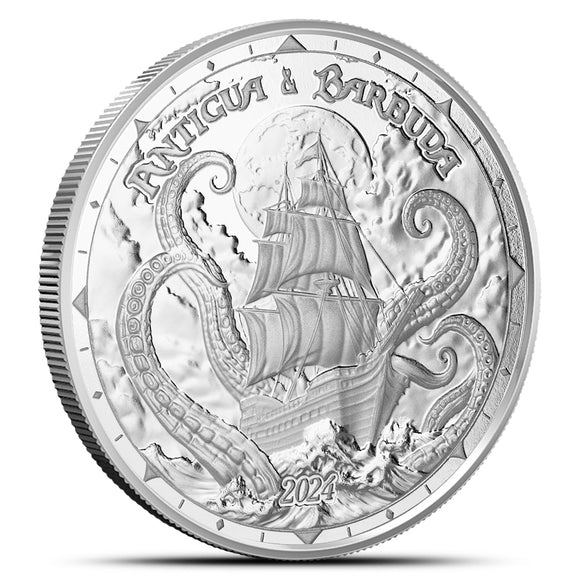 2024 1 oz EC8 Silver Antigua Barbuda Rum Runner and Kraken Coin