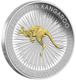 2016 Australian Gilded Kangaroo 1oz Silver Coin