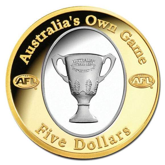 2004 $5 AFL Australia's Own Game 1oz Selectively Gold Plated Proof Coin