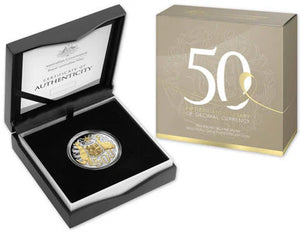 2016 50c 50th Anniversary of Decimal Currency Silver Selectively Gold Plated Coin